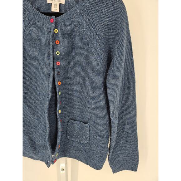 Blue Button-Up Women's Cardigan - Picture 2 of 5